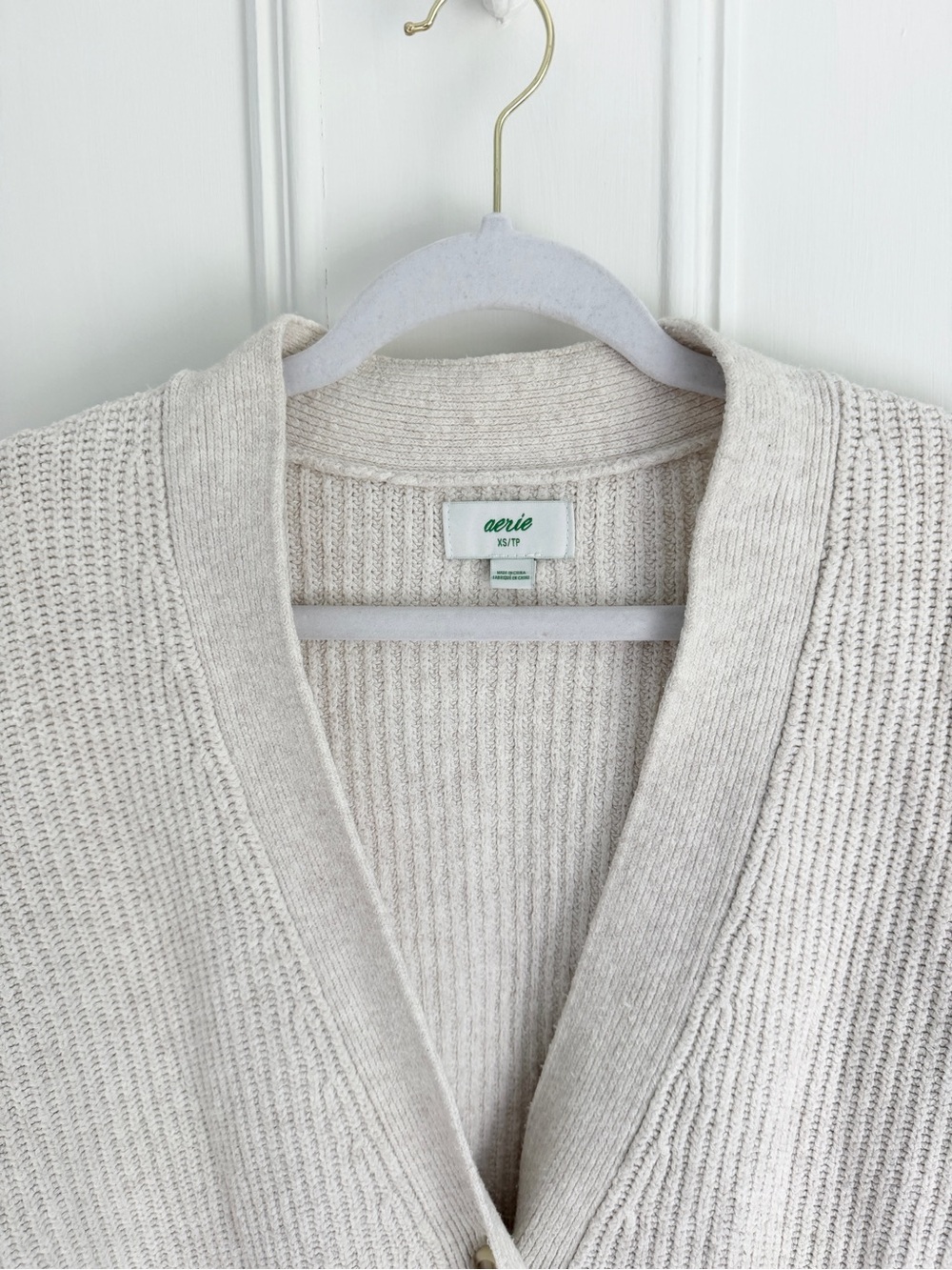 Aerie Oatmeal Oversized Ribbed Knit Cardigan – Size XS – Button Front - Picture 3 of 6